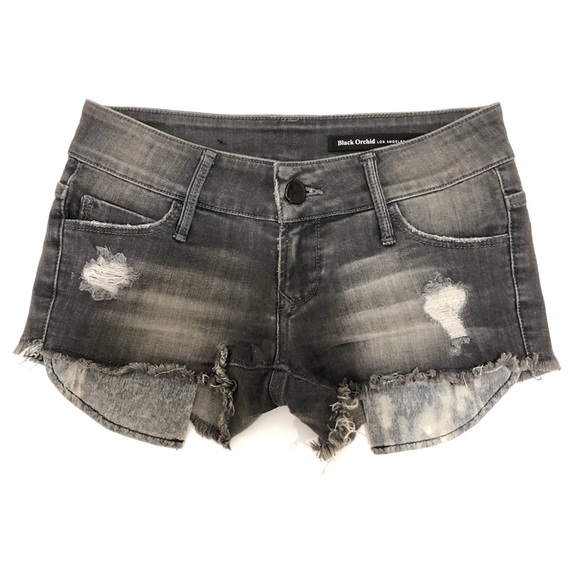 Black Orchid Colombite Cut-Off Denim Shorts - Picture 1 of 5